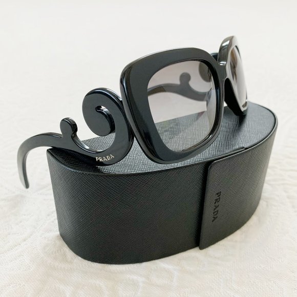 Prada Accessories - Prada Minimal Baroque Sunglasses, Black Frame / Grey Gradient Lens